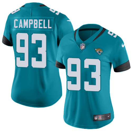 Nike Jacksonville Jaguars 93 Calais Campbell Teal Green Alternate Women Stitched NFL Vapor Untouchable Limited Jersey
